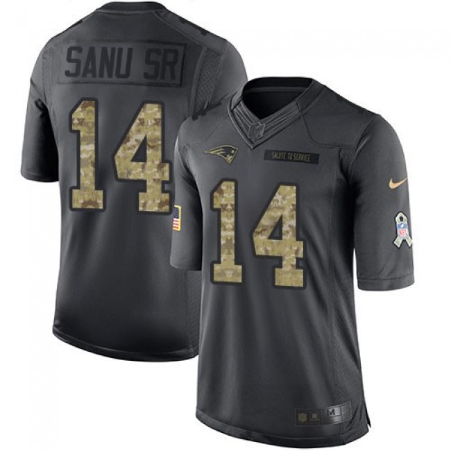 Nike Patriots #14 Mohamed Sanu Sr Black Men's Stitched NFL Limited 2016 Salute To Service Jersey