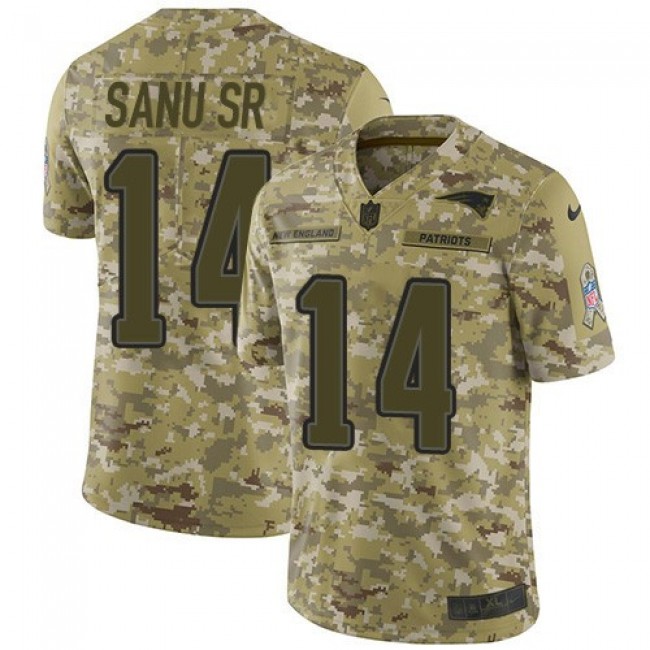 Nike Patriots #14 Mohamed Sanu Sr Camo Men's Stitched NFL Limited 2018 Salute To Service Jersey