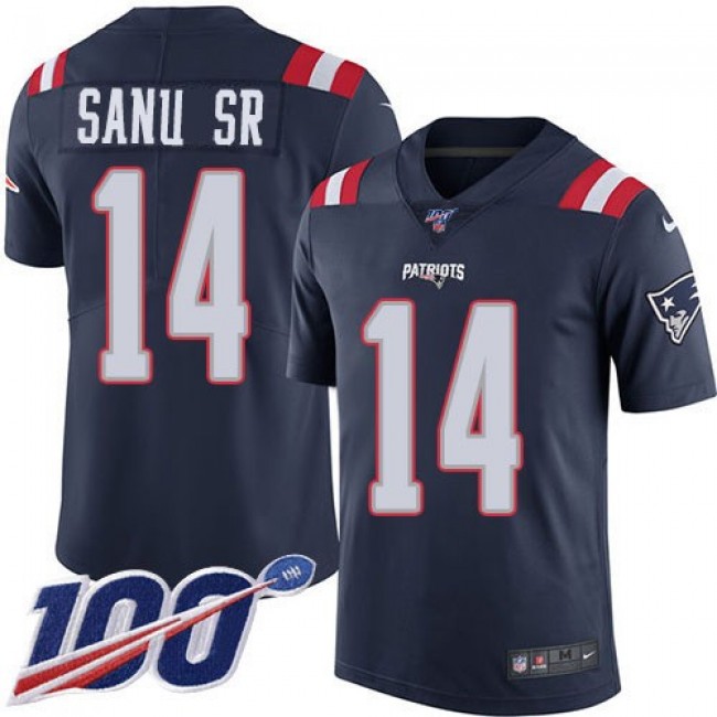 Nike Patriots #14 Mohamed Sanu Sr Navy Blue Men's Stitched NFL Limited Rush 100th Season Jersey
