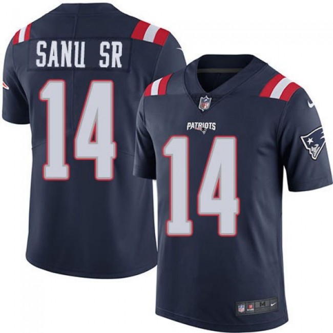 Nike Patriots #14 Mohamed Sanu Sr Navy Blue Men's Stitched NFL Limited Rush Jersey
