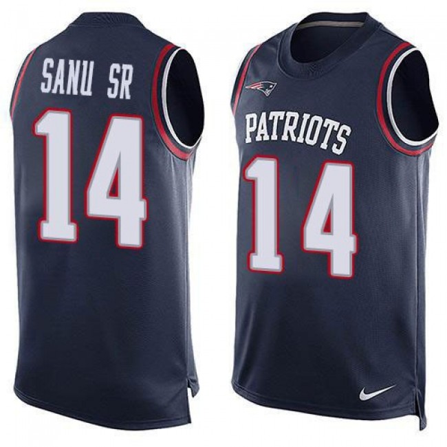 Nike Patriots #14 Mohamed Sanu Sr Navy Blue Team Color Men's Stitched NFL Limited Tank Top Jersey