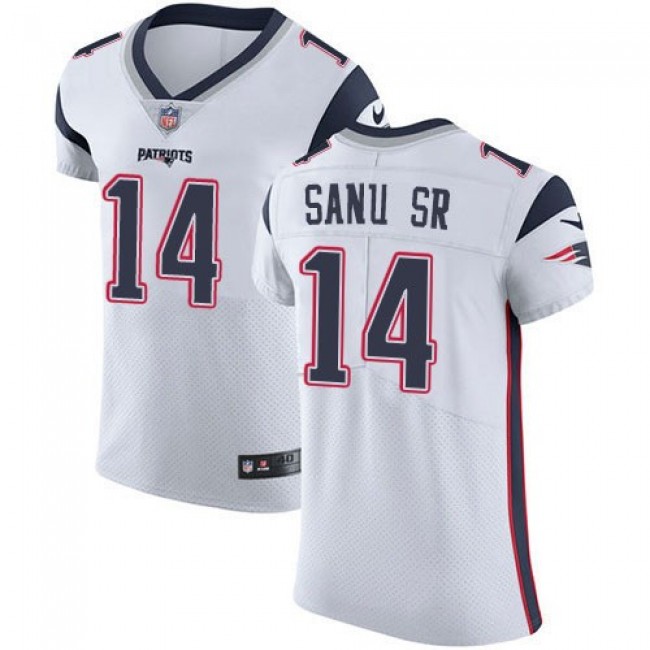 Nike Patriots #14 Mohamed Sanu Sr White Men's Stitched NFL Vapor Untouchable Elite Jersey