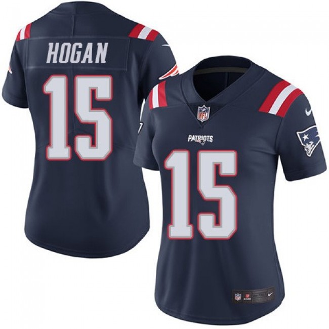 Women's Patriots #15 Chris Hogan Navy Blue Stitched NFL Limited Rush Jersey