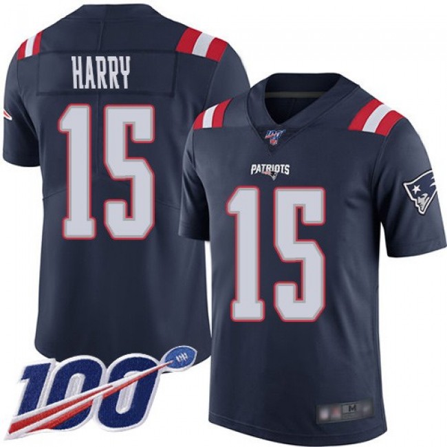 Nike Patriots #15 N'Keal Harry Navy Blue Men's Stitched NFL Limited Rush 100th Season Jersey
