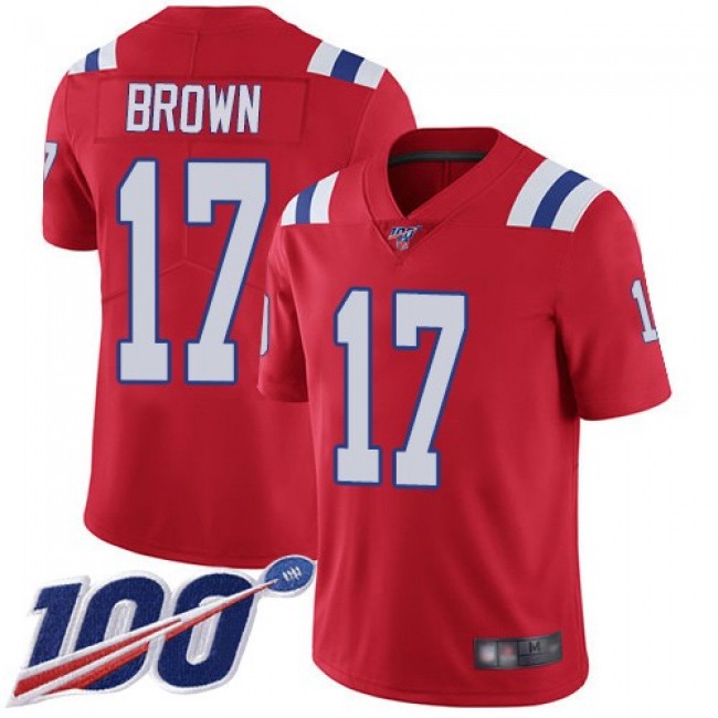 Nike Patriots #17 Antonio Brown Red Alternate Men's Stitched NFL 100th Season Vapor Limited Jersey