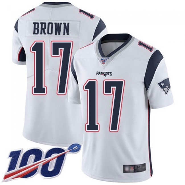 Nike Patriots #17 Antonio Brown White Men's Stitched NFL 100th Season Vapor Limited Jersey