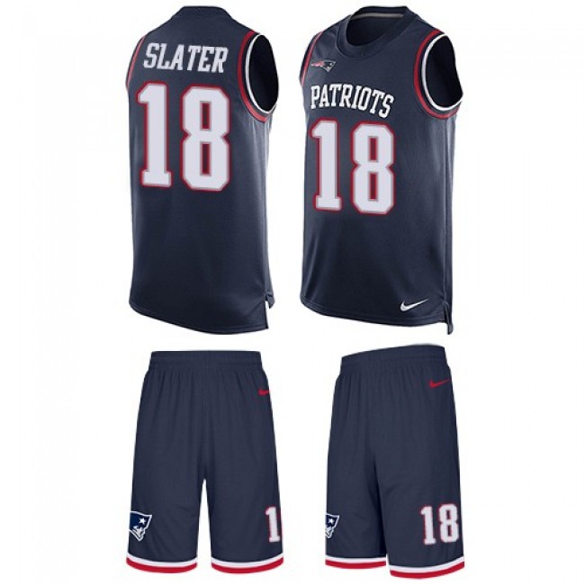 Nike Patriots #18 Matt Slater Navy Blue Team Color Men's Stitched NFL Limited Tank Top Suit Jersey