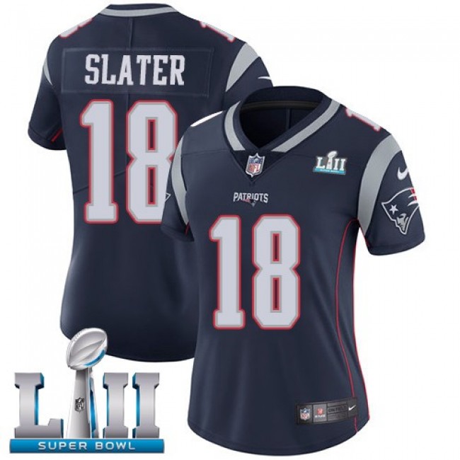 Women's Patriots #18 Matt Slater Navy Blue Team Color Super Bowl LII Stitched NFL Vapor Untouchable Limited Jersey