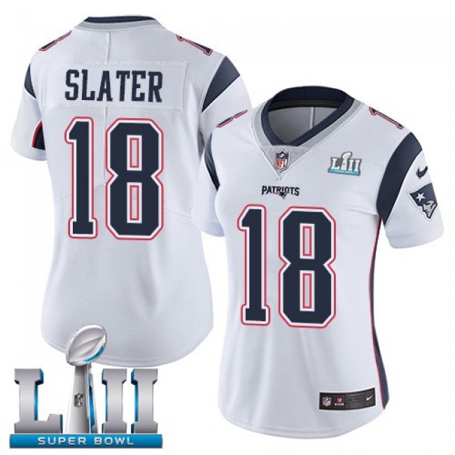 Women's Patriots #18 Matt Slater White Super Bowl LII Stitched NFL Vapor Untouchable Limited Jersey