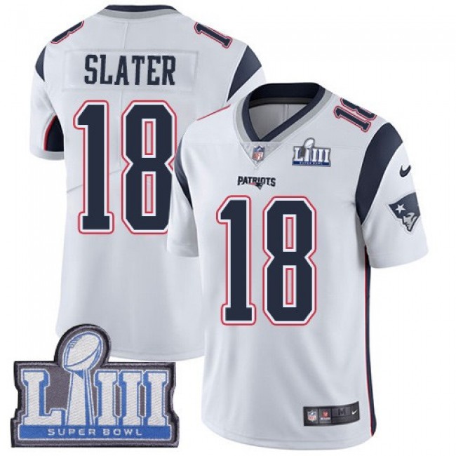 Nike Patriots #18 Matt Slater White Super Bowl LIII Bound Men's Stitched NFL Vapor Untouchable Limited Jersey