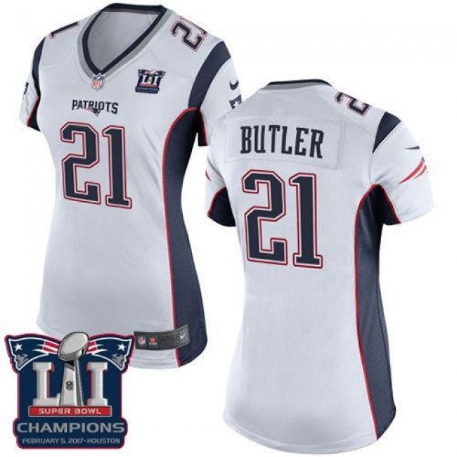 Women's Patriots #21 Malcolm Butler White Super Bowl LI Champions Stitched NFL New Elite Jersey