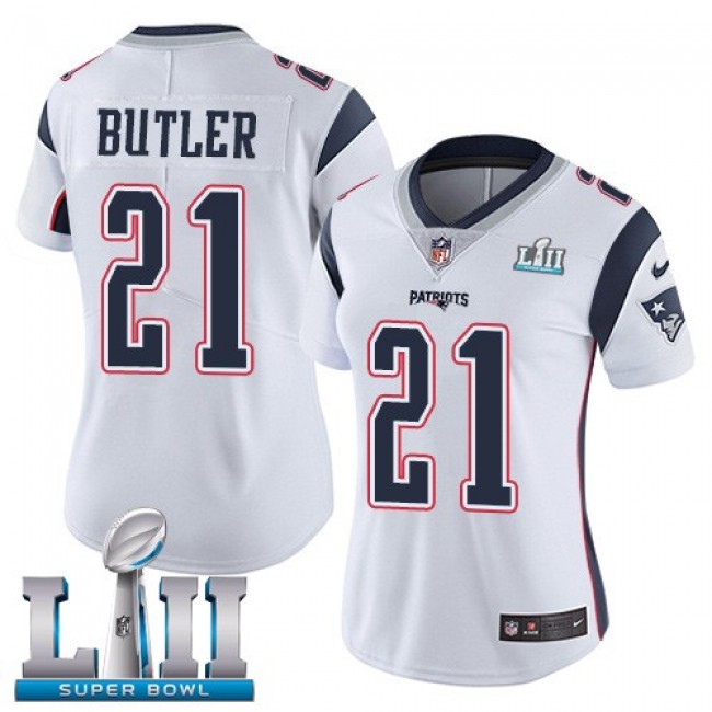 Women's Patriots #21 Malcolm Butler White Super Bowl LII Stitched NFL Vapor Untouchable Limited Jersey