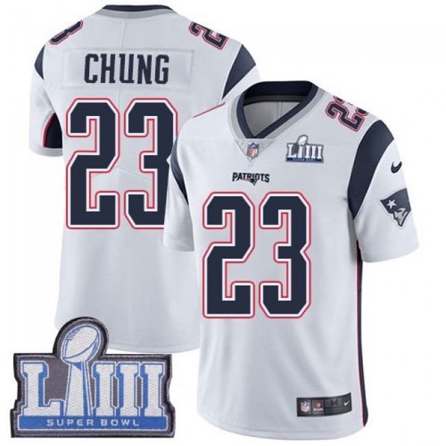 Nike Patriots #23 Patrick Chung White Super Bowl LIII Bound Men's Stitched NFL Vapor Untouchable Limited Jersey