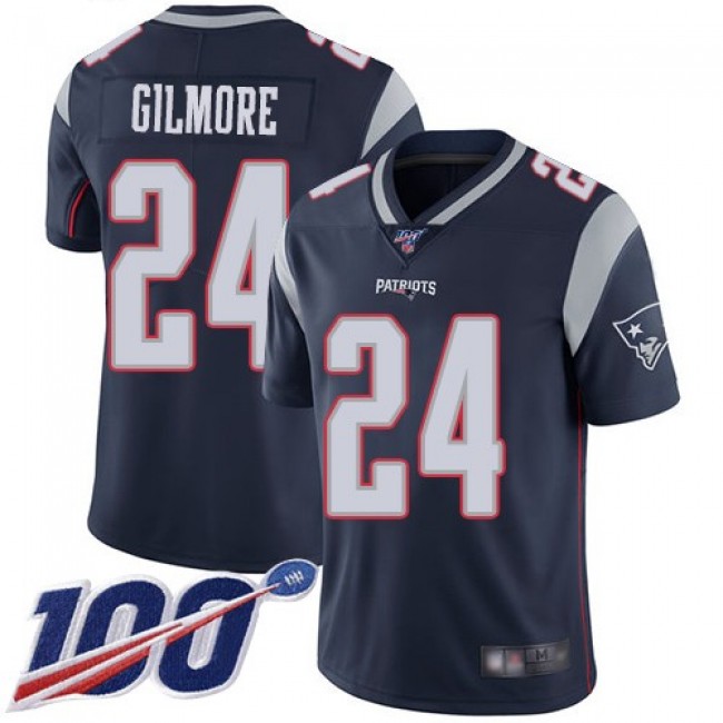 Nike Patriots #24 Stephon Gilmore Navy Blue Team Color Men's Stitched NFL 100th Season Vapor Limited Jersey