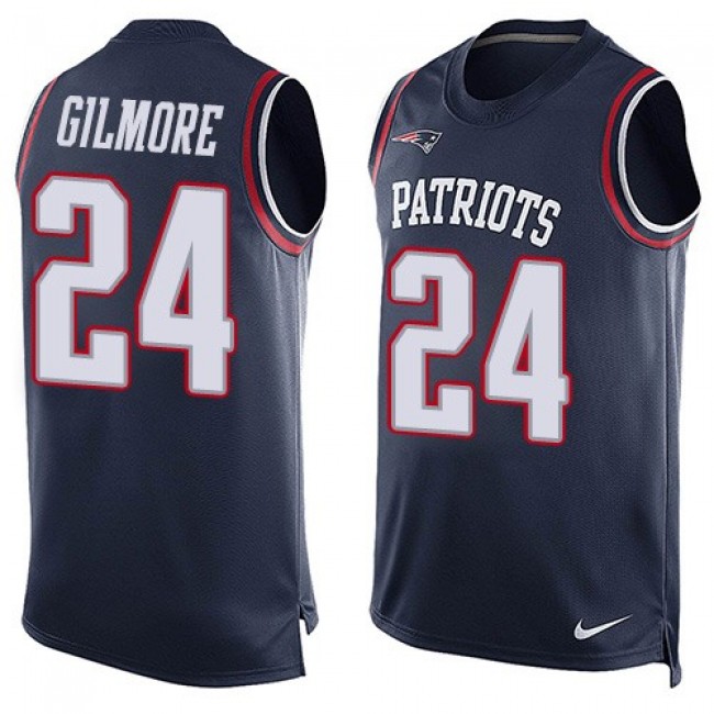 Nike Patriots #24 Stephon Gilmore Navy Blue Team Color Men's Stitched NFL Limited Tank Top Jersey