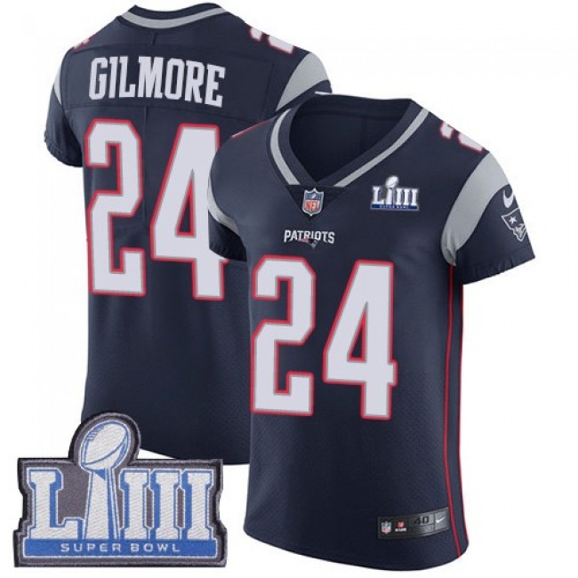 Nike Patriots #24 Stephon Gilmore Navy Blue Team Color Super Bowl LIII Bound Men's Stitched NFL Vapor Untouchable Elite Jersey