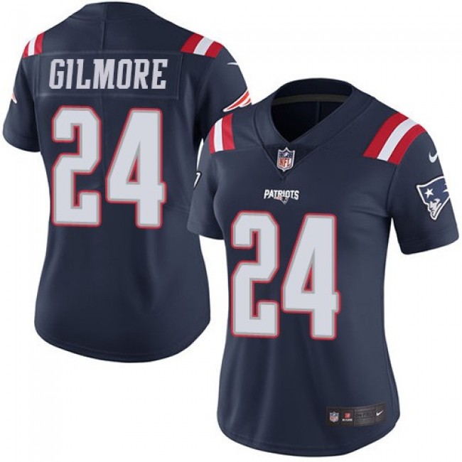Women's Patriots #24 Stephon Gilmore Navy Blue Stitched NFL Limited Rush Jersey