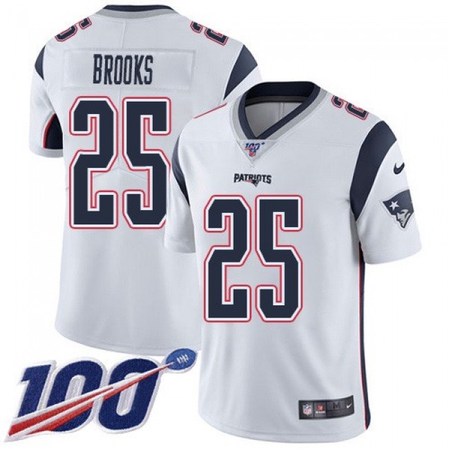 Nike Patriots #25 Terrence Brooks White Men's Stitched NFL 100th Season Vapor Limited Jersey