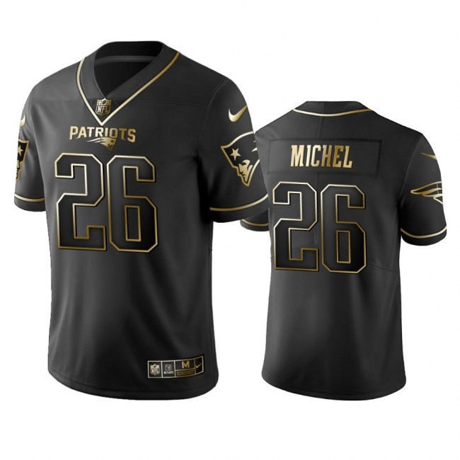 Nike Patriots #26 Sony Michel Black Golden Limited Edition Stitched NFL Jersey
