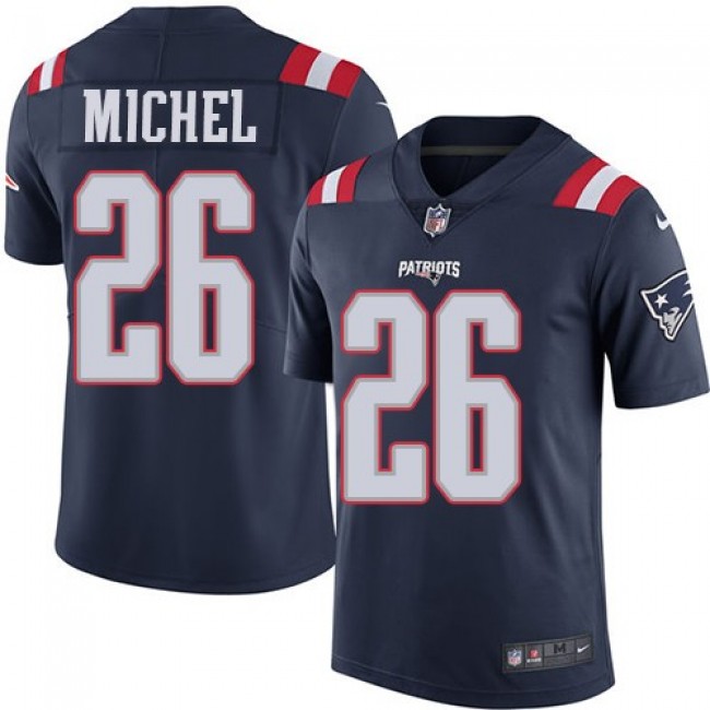 Nike Patriots #26 Sony Michel Navy Blue Men's Stitched NFL Limited Rush Jersey