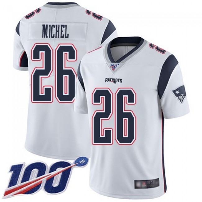 Nike Patriots #26 Sony Michel White Men's Stitched NFL 100th Season Vapor Limited Jersey