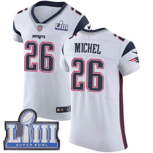 Nike Patriots #26 Sony Michel White Super Bowl LIII Bound Men's Stitched NFL Vapor Untouchable Elite Jersey