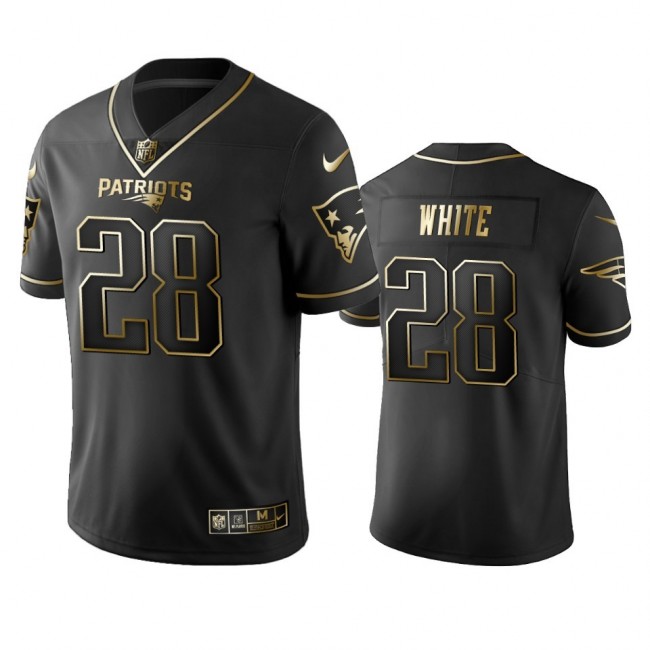Nike Patriots #28 James White Black Golden Limited Edition Stitched NFL Jersey
