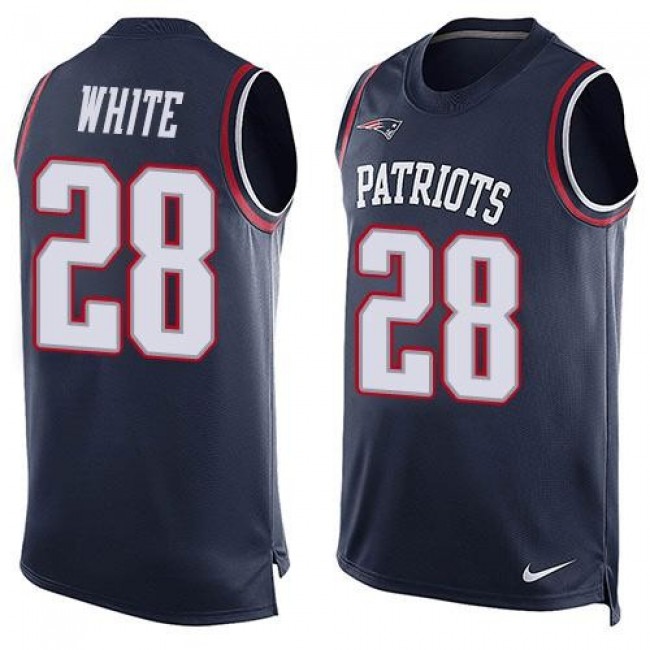 Nike Patriots #28 James White Navy Blue Team Color Men's Stitched NFL Limited Tank Top Jersey