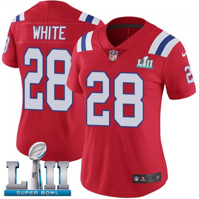 Women's Patriots #28 James White Red Alternate Super Bowl LII Stitched NFL Vapor Untouchable Limited Jersey