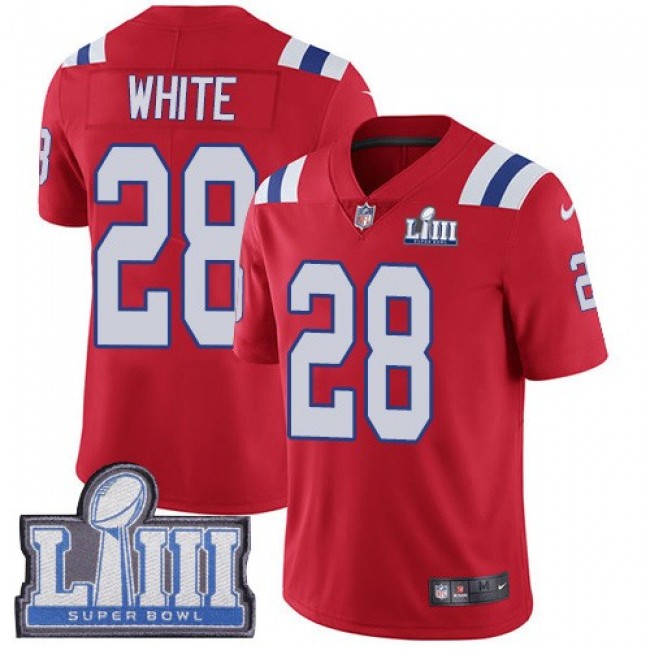 Nike Patriots #28 James White Red Alternate Super Bowl LIII Bound Men's Stitched NFL Vapor Untouchable Limited Jersey