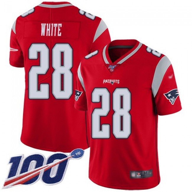 Nike Patriots #28 James White Red Men's Stitched NFL Limited Inverted Legend 100th Season Jersey