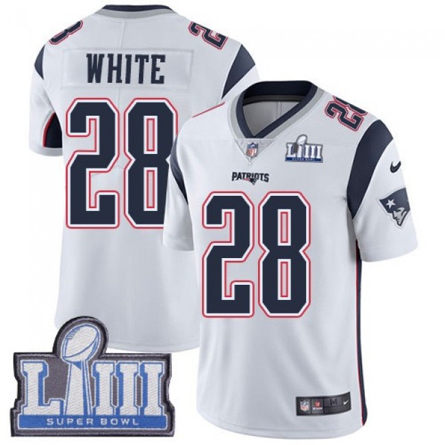 Nike Patriots #28 James White White Super Bowl LIII Bound Men's Stitched NFL Vapor Untouchable Limited Jersey