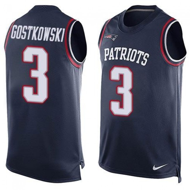 Nike Patriots #3 Stephen Gostkowski Navy Blue Team Color Men's Stitched NFL Limited Tank Top Jersey