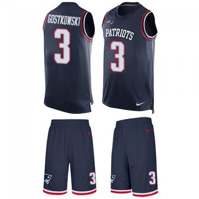 Nike Patriots #3 Stephen Gostkowski Navy Blue Team Color Men's Stitched NFL Limited Tank Top Suit Jersey