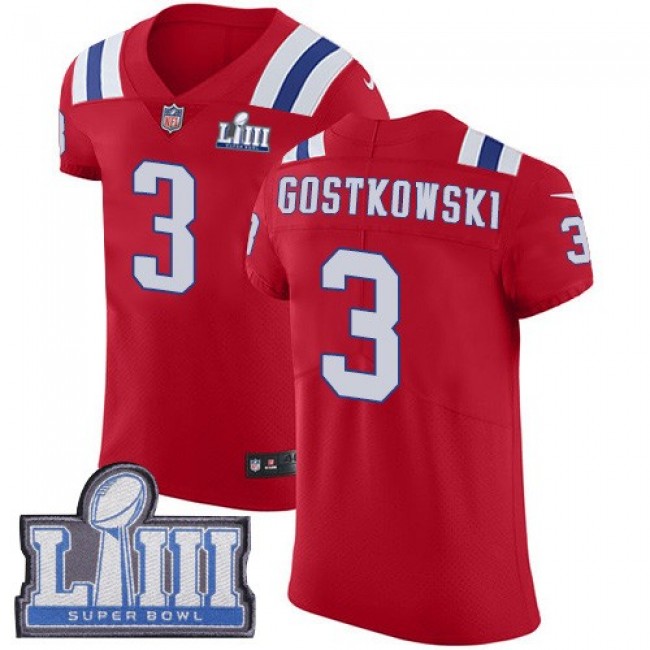 Nike Patriots #3 Stephen Gostkowski Red Alternate Super Bowl LIII Bound Men's Stitched NFL Vapor Untouchable Elite Jersey