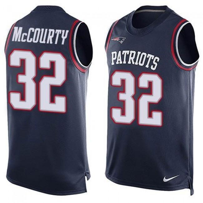 Nike Patriots #32 Devin McCourty Navy Blue Team Color Men's Stitched NFL Limited Tank Top Jersey