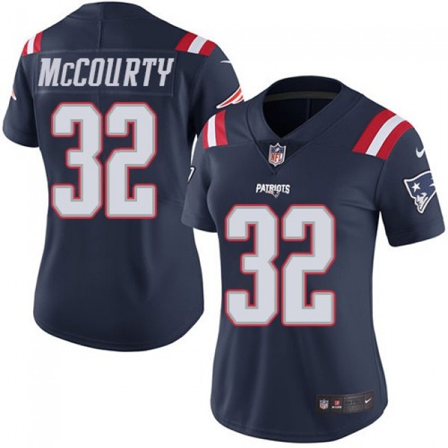 Women's Patriots #32 Devin McCourty Navy Blue Stitched NFL Limited Rush Jersey