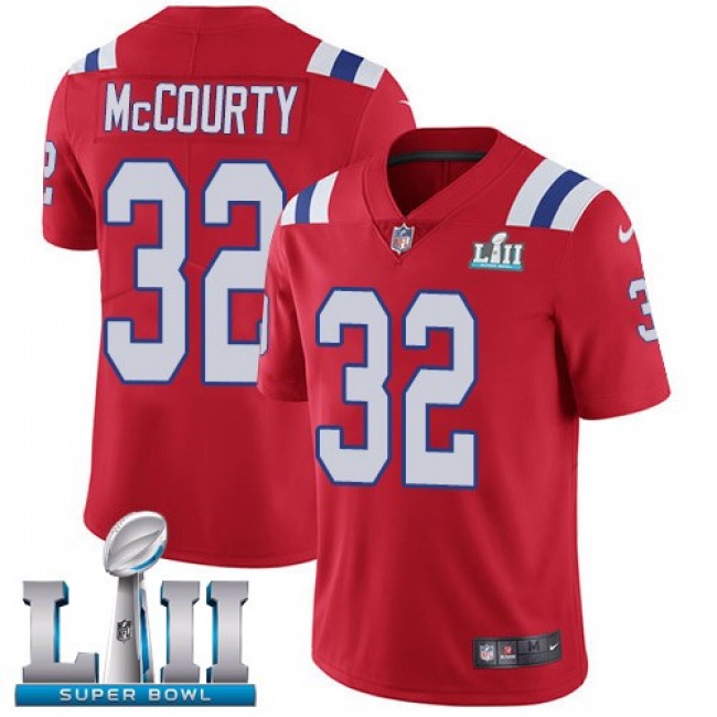 New England Patriots #32 Devin McCourty Red Alternate Super Bowl LII Youth Stitched NFL Vapor Untouchable Limited Jersey