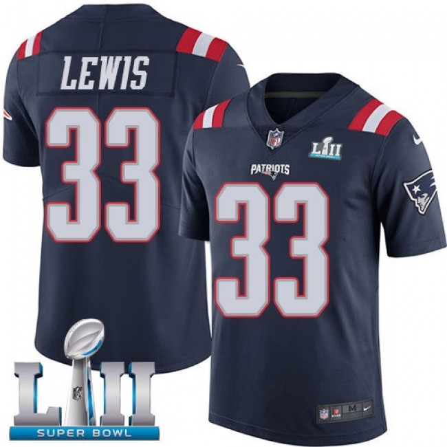 New England Patriots #33 Dion Lewis Navy Blue Super Bowl LII Youth Stitched NFL Limited Rush Jersey