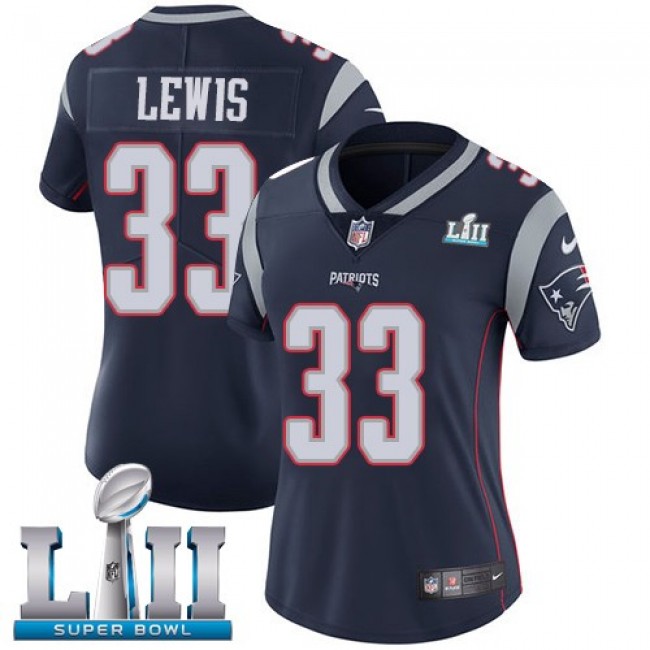 Women's Patriots #33 Dion Lewis Navy Blue Team Color Super Bowl LII Stitched NFL Vapor Untouchable Limited Jersey