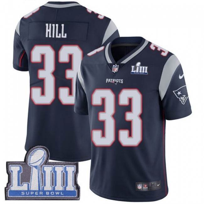Nike Patriots #33 Jeremy Hill Navy Blue Team Color Super Bowl LIII Bound Men's Stitched NFL Vapor Untouchable Limited Jersey