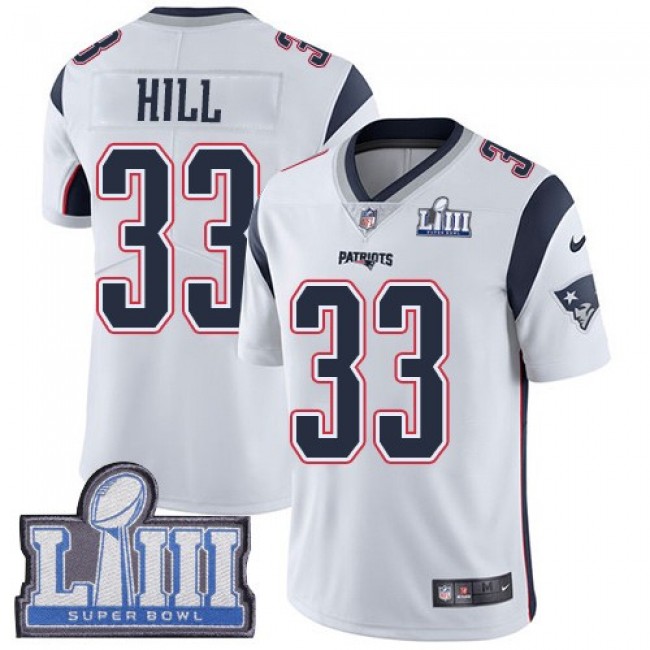 Nike Patriots #33 Jeremy Hill White Super Bowl LIII Bound Men's Stitched NFL Vapor Untouchable Limited Jersey