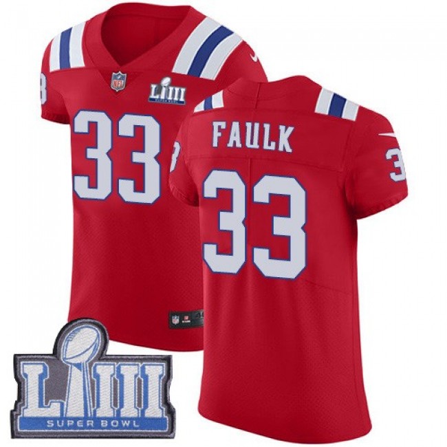 Nike Patriots #33 Kevin Faulk Red Alternate Super Bowl LIII Bound Men's Stitched NFL Vapor Untouchable Elite Jersey