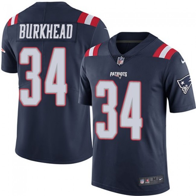 Nike Patriots #34 Rex Burkhead Navy Blue Men's Stitched NFL Limited Rush Jersey
