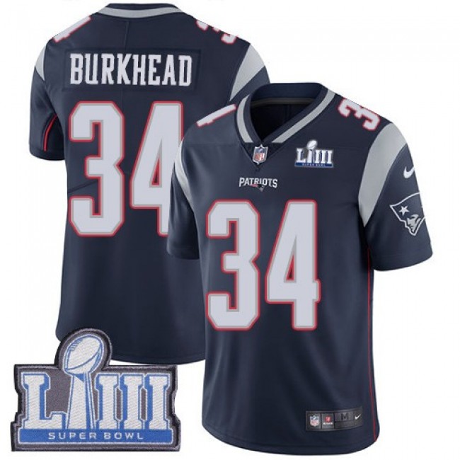 Nike Patriots #34 Rex Burkhead Navy Blue Team Color Super Bowl LIII Bound Men's Stitched NFL Vapor Untouchable Limited Jersey