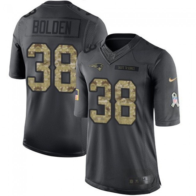 Nike Patriots #38 Brandon Bolden Black Men's Stitched NFL Limited 2016 Salute To Service Jersey