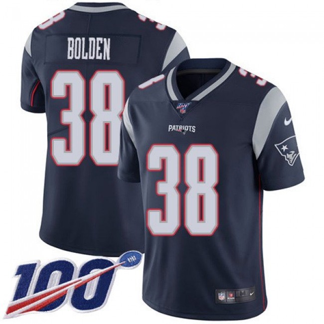 Nike Patriots #38 Brandon Bolden Navy Blue Team Color Men's Stitched NFL 100th Season Vapor Limited Jersey