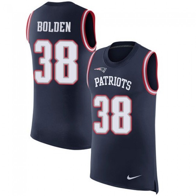 Nike Patriots #38 Brandon Bolden Navy Blue Team Color Men's Stitched NFL Limited Rush Tank Top Jersey