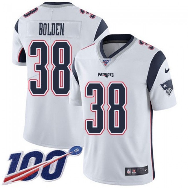 Nike Patriots #38 Brandon Bolden White Men's Stitched NFL 100th Season Vapor Limited Jersey