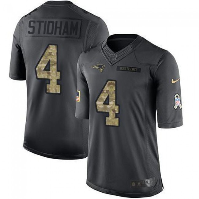 Nike Patriots #4 Jarrett Stidham Black Men's Stitched NFL Limited 2016 Salute To Service Jersey